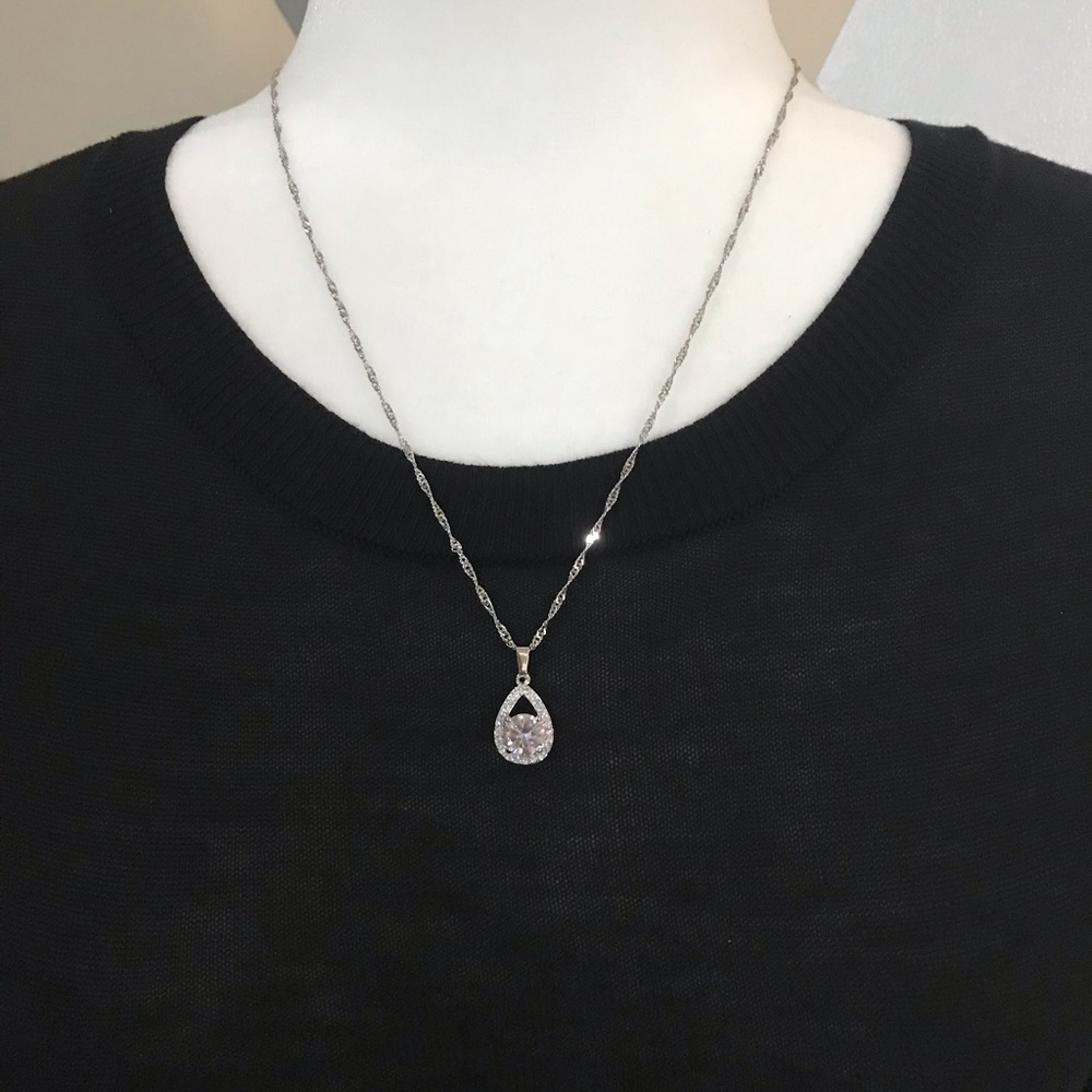 Teardrop .925 Cubic Zirconium Necklace